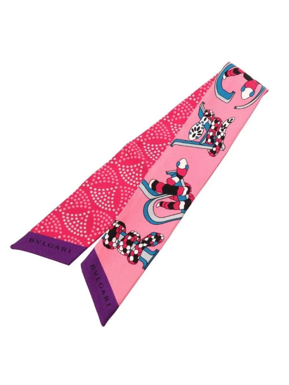 Bvlgari Serpenti Patterned Silk Pink Scarf 0213